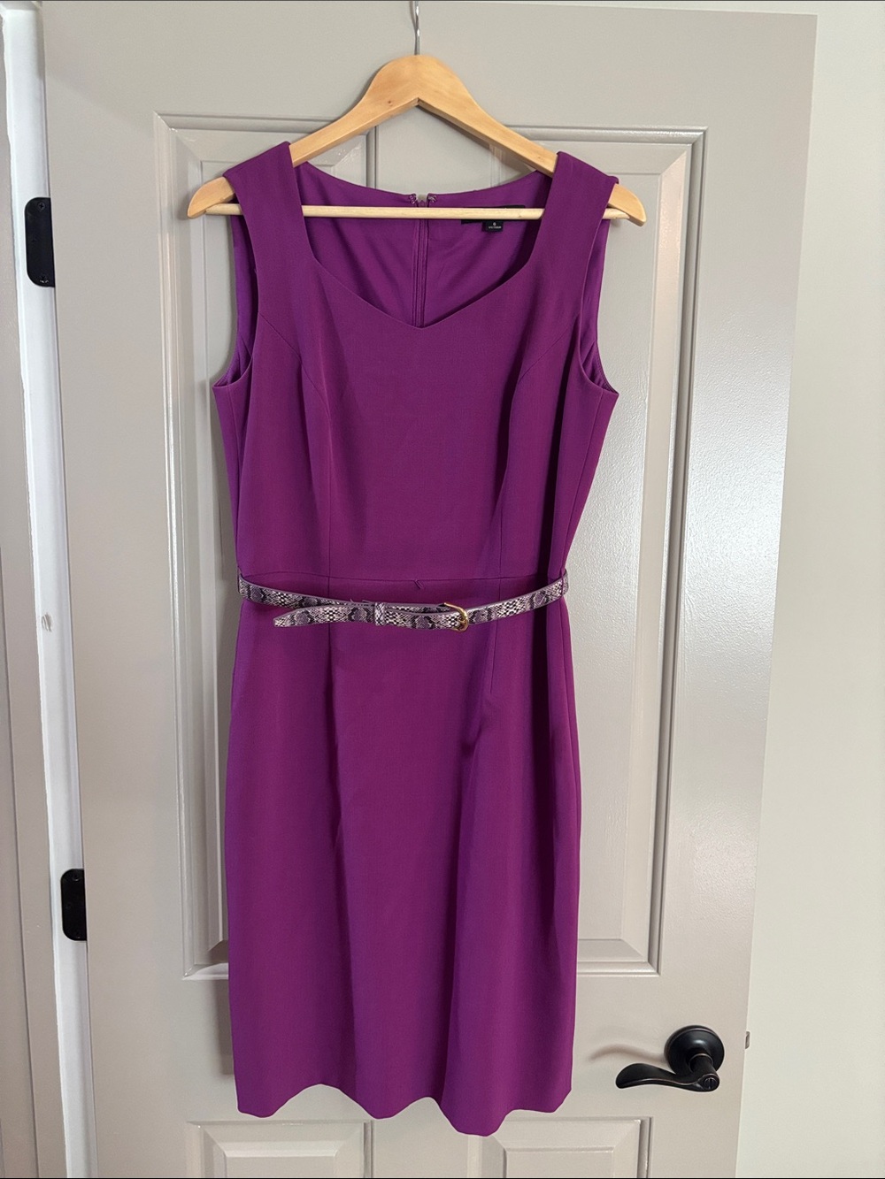 Alex Marie Magenta Sheath Dress with Decorative Belt